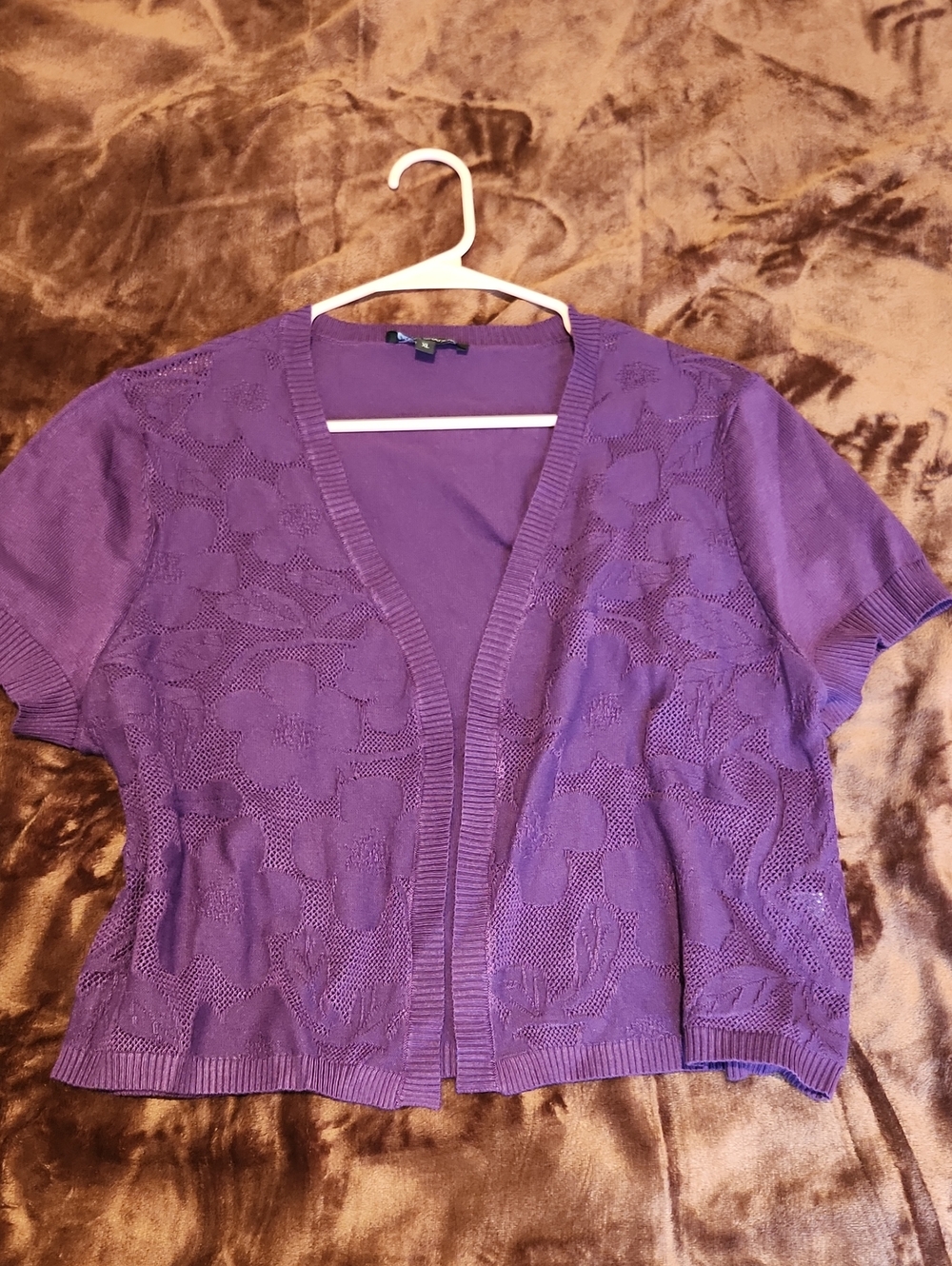 Tint & Shadow Purple Floral Knit Shrug XL
